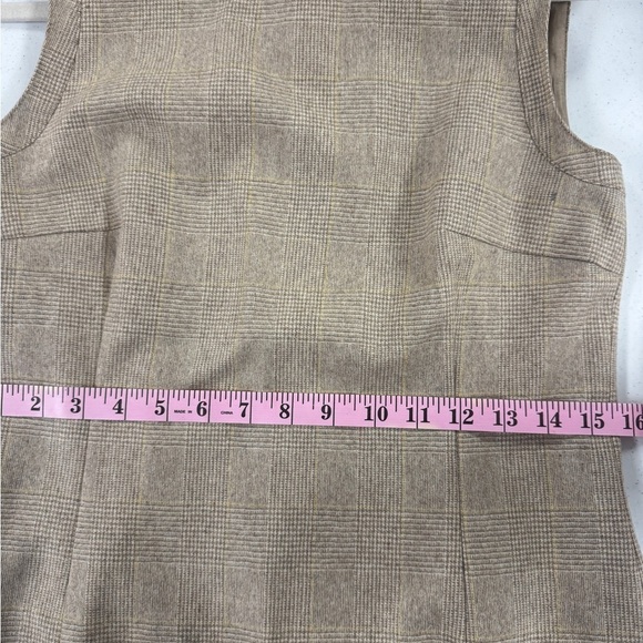 AKRIS PUNTO Tan Sleeveless Check Wool Midi Dress Size Medium - Picture 8 of 16